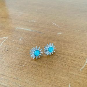 Blue sun silver earring studs